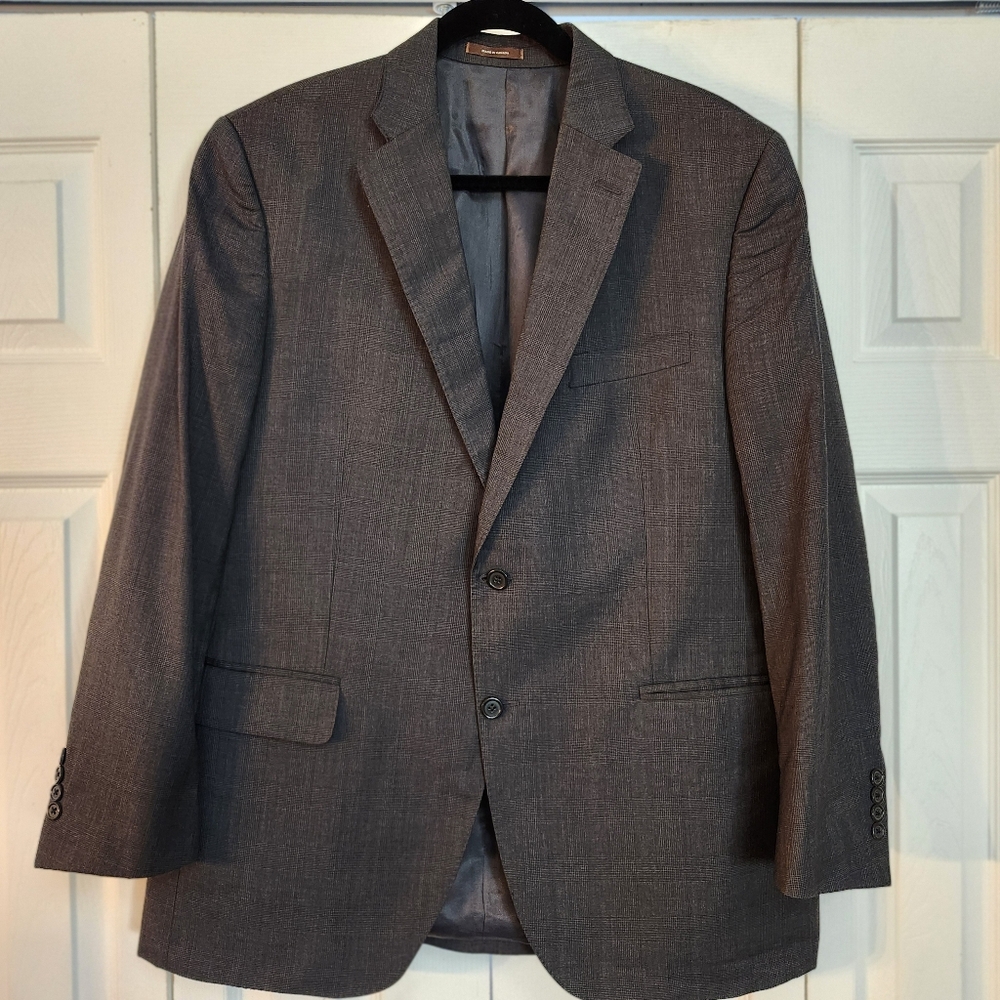 Peter Millar Grey Plaid Two Button Sports Coat - 100% Wool - Fully Lined‎